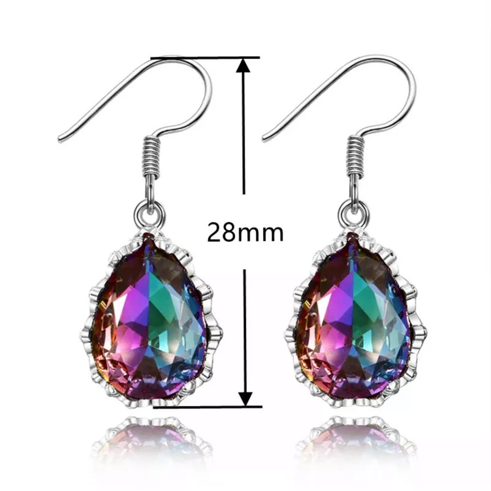 Gorgeous 925 Silver Drop Earrings Mystic Topaz - Picture 4 of 5